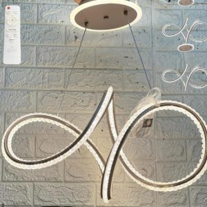 نجفه ليد 3 إضاءه بالريموت كود 011 اطار لون بلاتيني